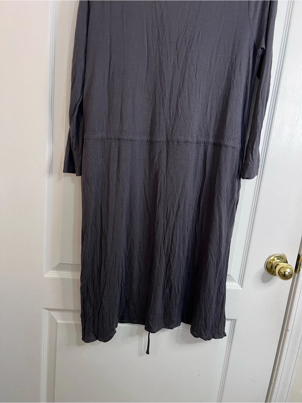 J.crew Casual Long Sleeve Drawstring Henley Dress Charcoal Gray size xL